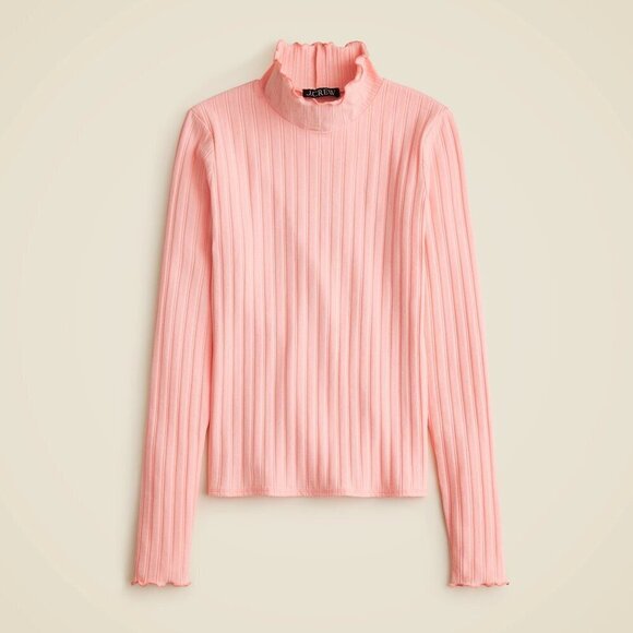 J. Crew Pointelle Knit Turtleneck Long Sleeve Pink Size S NWT - Picture 1 of 8